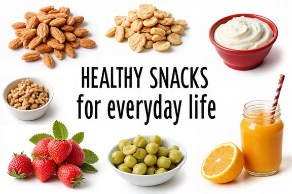 Ein Bild, das einen Artikel über gesunde Snacks für den Alltag illustriert.