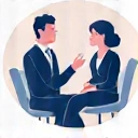 Icon für individuelle Beratung, dargestellt durch eine Person, die mit einem Berater spricht.